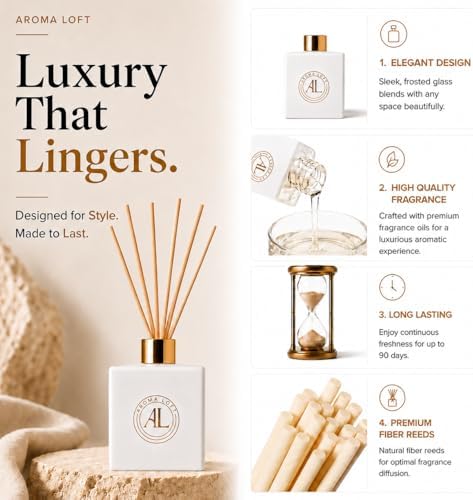 White Reed Diffusers for Home | Premium Fragrance Diffuser | White Diffuser Sticks in Oil Set with Sunlit Citrus Scent | Smell Good Stuff | Long-Lasting Oil for Bathroom & Office (5 oz)