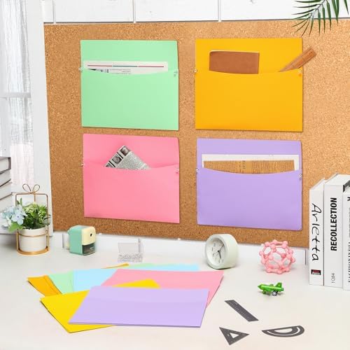 Newtay 24 Pcs Oversized Wall Pockets File Organizer, Macaron Color