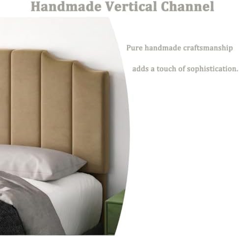 Befurtori Queen Size Headboard Only, Linen Wall Mount Headboard, Brown