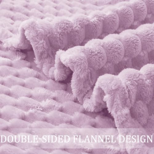 Exclusivo Mezcla Large 3D Fleece Throw Blanket for Couch, Lilac Purple