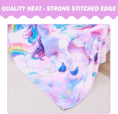 Softan Kids Throw Blanket for Girls & Boys, Warm Soft Toddler Fleece Blankets for Sofa Couch Bed， Cozy Fuzzy Plush Flannel Kids Throw Blanket for Daycare & School - 50x60In Rainbow Unicorn