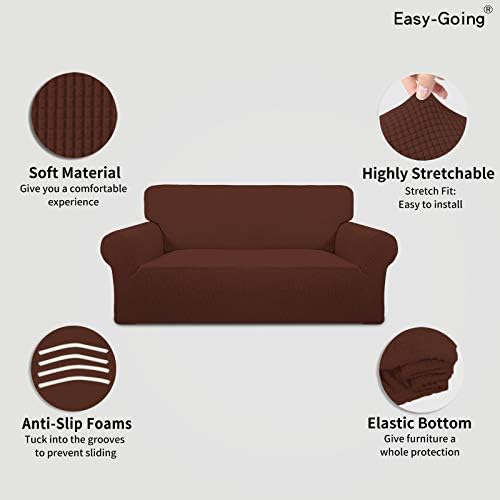 Easy-Going Stretch Oversized Loveseat Couch Covers Washable Coffee