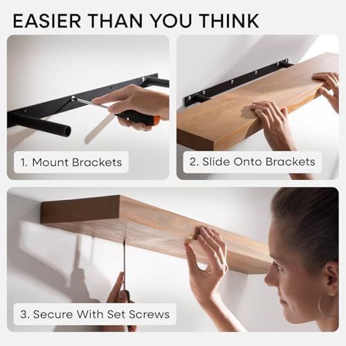 Homeforia 16 Inch Floating Shelves, High-End Solid Pine Wood, Set of 2