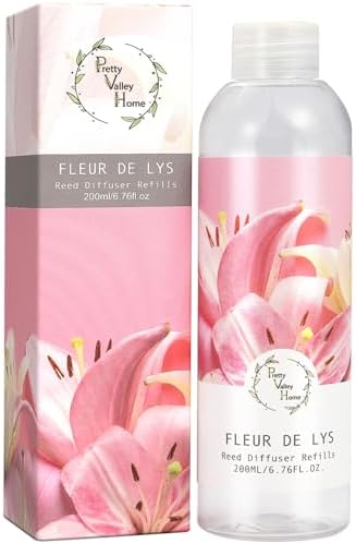 Reed Diffuser Oil Refill Fleur de LYS, Strong Floral Essential Oil Home Fragrance for Bathroom Shelf Decor 200ml