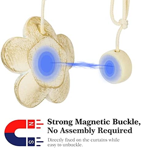 Lewondr Magnetic Curtain Tiebacks, Vintage Curtain Holdbacks, Light Gold