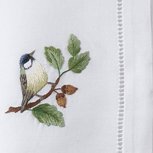 Handmade Bluebird Embroidery Napkin with Hemstitched Border (Set of 6)