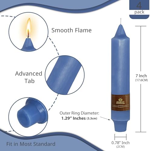 NJAO HOO Dark Blue Short Taper Candle 7 Inch Candlesticks Unscented Dripless Tapered Candle Set for Home Decor Wedding Party Dinner Candles, 4 Pack