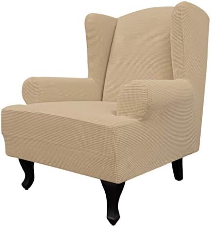 Easy-Going Stretch Large Wingback Chair Sofa Slipcover Sand