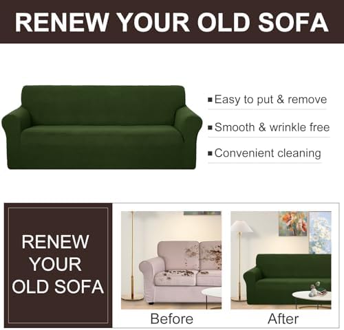U-NICE HOME Oversized Stretch Couch Cover Slipcover, Bronze Green