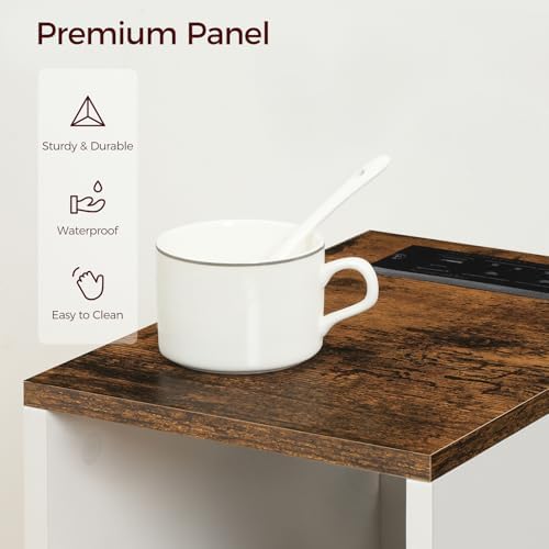 MAHANCRIS Narrow Nightstand, Narrow End Table with Charging Station