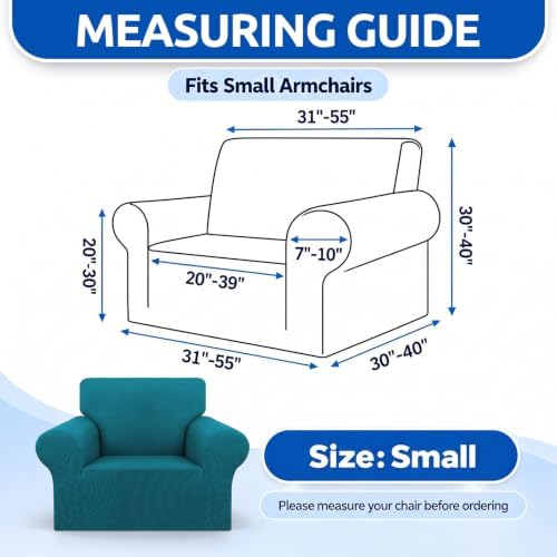 KEKUOU Stretch Chair Sofa Slipcover, Single Couch Cover,Peacock Blue