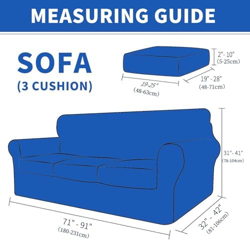 MAXIJIN 4 Pieces Stretch Couch Covers for 3 Cushion Sofa Pet Friendly Couch Cover for Dogs Washable Sofa Slipcovers Thick Soft Furniture Protector with Non Slip Strap (Dark Gray, 71"-91")