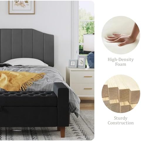 Furpopup Velvet King Headboard Only, Wall and Bed Frame Mount, Dark Gray