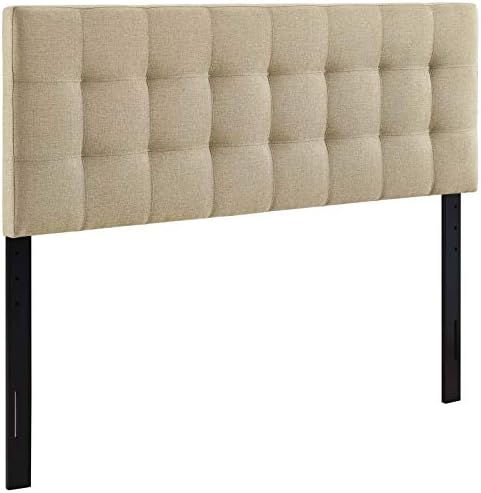 Modway Lily Tufted Linen Fabric Upholstered Full Headboard in Beige