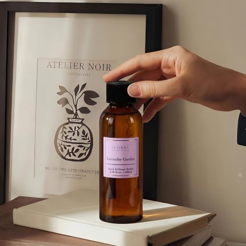 COCORRÍNA Lavender Garden Reed Diffuser Refill, 3.38 fl oz, 6 Reeds