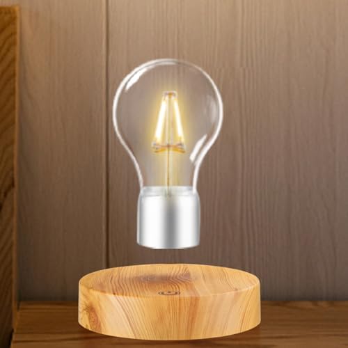 Floating Light Bulb Lamp, Magnetic Levitating Rotating Bulb Lamps, Levitating Wireless LED Bulb Desk Lamp Night Lights for Room Décor, Cool Gifts for Christmas, New Year, Birthday