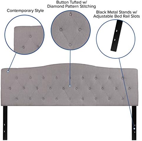 Flash Furniture Cambridge Tufted Upholstered King Size Headboard in Light Gray Fabric
