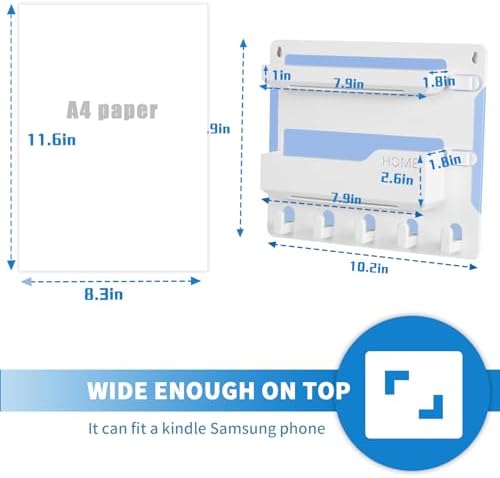 YONGAIJIA Bedside Shelf Wall Mount with Hooks, Cable Clips, No-Drill, White