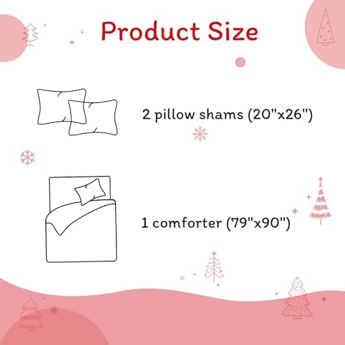 JSD 3 Piece Red Christmas Tree Kids Comforter Set Full Size