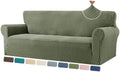 ZNSAYOTX 1 Piece Stretch Couch Cover (72"-90") New-Houndstooth Texture, Thick Sofa Covers for 3 Cushion Couch Universal Sofa Slip Cover with Elastic Bottom & Buckle, Washable Protector Army Green