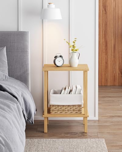 TUTOTAK End Table, Side Table, Nightstand, 2-Tier Storage Shelf