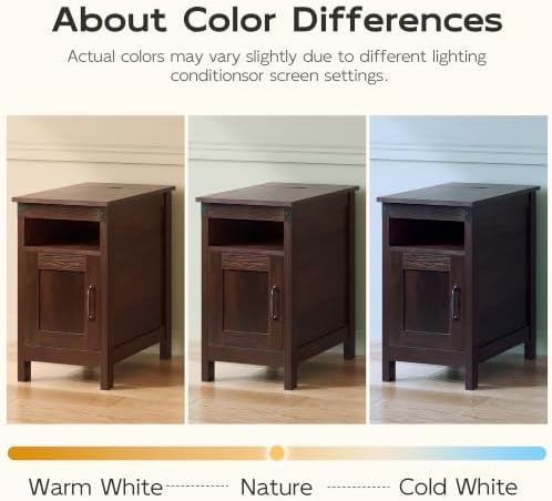 WLIVE End Tables for Living Room & Bedroom w/Charging, Narrow Nightstand