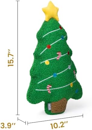 AELS Christmas Tree Throw Pillow with Star Topper, 15.7" Green