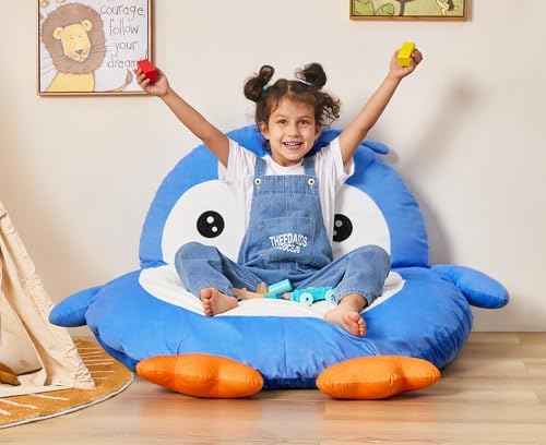 Hobestluk Bean Bag Chair Floor Bean Bag for Kids Playroom Living Room Blue