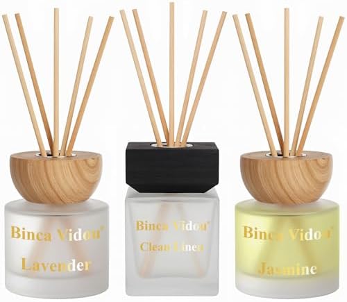 Reed Diffuser Set, Binca Vidou Lavender Linen Jasmine Natural Scent 3.38oz