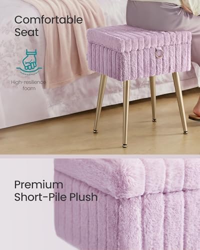 SONGMICS Vanity Stool Chair with Storage, Metal Legs, Max. Load 440 lb