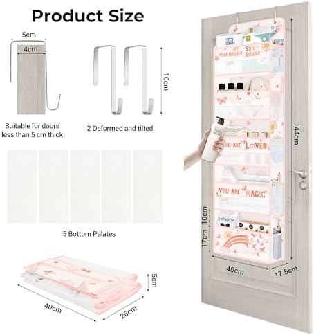 Clastyle Over the Door Organizer Diaper Toy Nursery Hanging Shelf, Rainbow