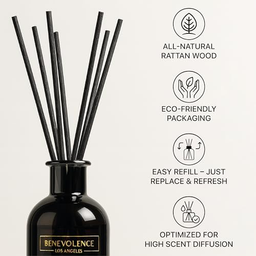 Benevolence LA Reed Diffuser Sticks – 3-Pack of 7 Natural Rattan Sticks per Pouch – Eco-Friendly Reed Replacement for Essential Oil Diffusers – Home Fragrance Accessory for Bedroom & Bathroom