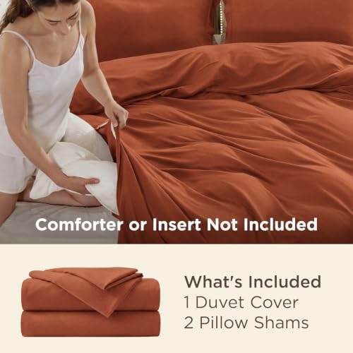 Bedsure Duvet Cover Queen Size, 3Pcs Double Brushed Bedding Set, Terracotta