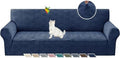 YEMYHOM 1 Piece Stretch Oversized Couch Covers for 4 Seat, Jacquard Extra Large Sofa Cover with Non-Slip Elastic Bottom, Thickened Slipcover Furniture Protector for Dogs Pets (X-Large, Navy）