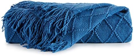 BOURINA Royal Blue Throw Blanket 50x60 Inch Knitted Soft Throw Sofa Blanket