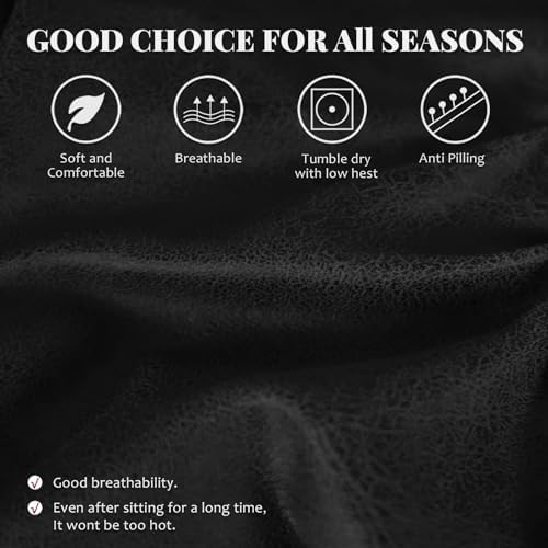 ANARACHON Faux Leather Fabric Sofa Slipcover (Black, 1Piece-Loveseat)