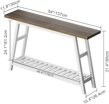 ChooChoo 53.9 Inch Long Console Tables for Entryway, Hallway Table, 2-Tier