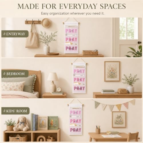 IAXIC Prayer Wall Hanging Organizer, Canvas Storage for Nursery Room