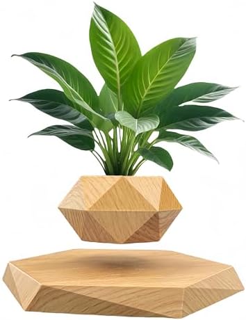 Levitating Plant Pot, Floating Plant Pot Small Floating Flower Pot, 360° Rotating Floating Pots for Plants, Floating Planter for Levitating Decor, Levitating Display Home Office Desk Decor (Yellow)