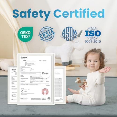 1.3" Thick Baby Play Mat for Floor,79x158 Large Memory Foam Tummy Time Mat