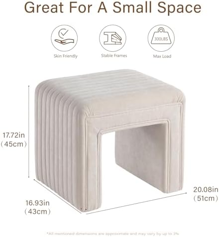 Get Set Style Vanity Stool Chair,Modern U‑Shaped Vanity Stool, Fully Assembled Linen Ottoman Foot Stool, Decorative Accent Stool Extra Seat for Makeup Room, Living Room, Entryway, Bedroom