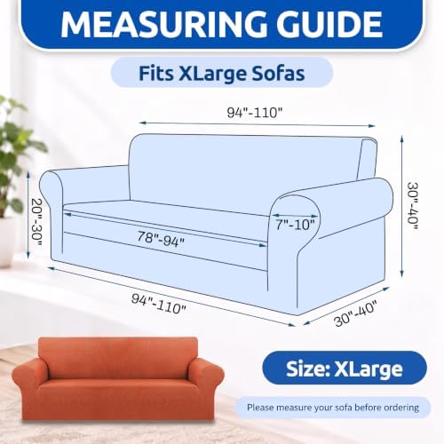KEKUOU Stretch Oversized Couch Covers for Sofa Slipcover,Pureed Pumpkin