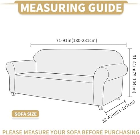 JIVINER 1 Piece Couch Cover for 3 Cushion Couch, High Stretch Sofa Covers with Elastic Bottom, Washable Sofa Slipcovers for Dog, Pets Feature Geometrical Jacquard Fabric (Sofa, Brown)