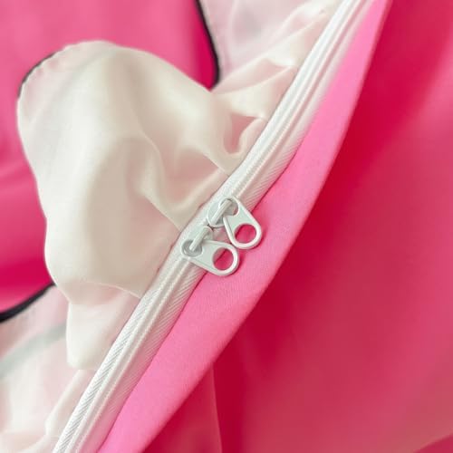 IHOUSTRIY Duvet Cover Twin Size, Ruffle Beddding Set with Bowtie, 2 Pieces Comforter Cover Set with Zipper Closure, Girl Bedding with Pillowcase - Pink, Twin