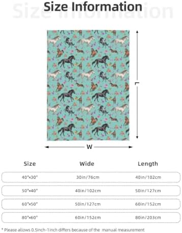 Horse Blanket 60"x80", Soft Lightweight Throw Blanket for Kids Teens Adults, All Season Cozy Decorative Blanket for Sofa Bed Couch Travel