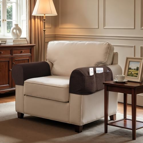 SUBRTEX Stretch Couch Arm Covers Set of 2, Non-Slip Sofa Armrest Slipcovers