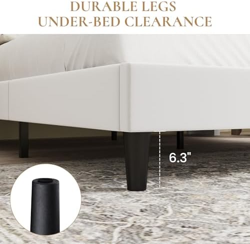 SHA CERLIN Queen Bed Frame with Storage Headboard & Charging Station