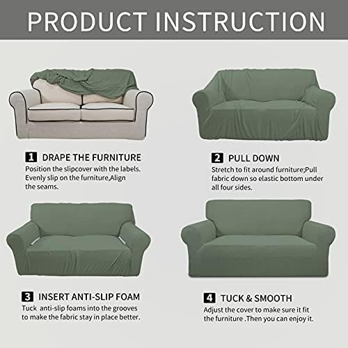 Easy-Going Stretch Oversized Chair Slipcover with Arm Washable Greyish Green