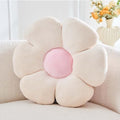 Kcvvcr Beige Flower Pillow, 17.7" Cute Flower Shaped Floor Pillow, Aesthetic Floral Plush Daisy Decorative Throw Pillows for Bed Sofa Couch