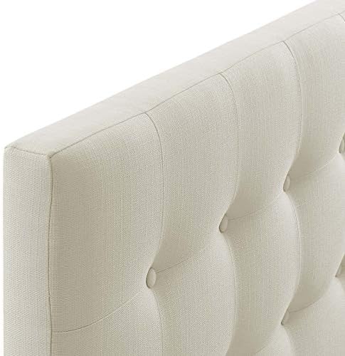 Modway Emily Tufted Button Linen Fabric Upholstered Queen Headboard in Ivory